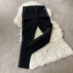 J Crew Pixie Pant with leather tuxedo stripe